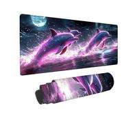 Tappetino per Mouse XXL 1200 x 400 mm Tappetino Mouse Gaming Grande, Mousepad con Base in Gomma Antiscivolo, Tappeto per Tavolo da Gaming per Mouse e Tastiera, Accessori PC (delfini) u-280