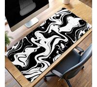 Tappetino per Mouse XXL 1200x600x3mm Tappetino Mouse Gaming Grande, Mousepad con Base in Gomma Antiscivolo, Tappeto per Tavolo da Gaming Mause e Tastiera, Accessori PC Astratto Nero PjY2130 Q-Z