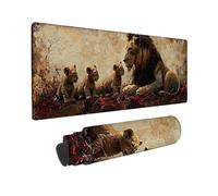 Tappetino per Mouse XXL 1400 x 600 mm Tappetino Mouse Gaming Grande, Mousepad con Base in Gomma Antiscivolo, Tappeto per Tavolo da Gaming per Mouse e Tastiera, Accessori PC (Animali Leoni) u-172
