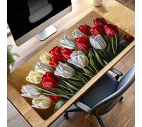 Tappetino per Mouse XXL 60x30 cm Tappetino Mouse Gaming Grande, Mousepad con Base in Gomma Antiscivolo, Tappeto per Tavolo da Gaming Mause e Tastiera, Accessori PC Rosso Fiore PjY1264 H-P