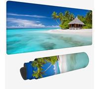 Tappetino per Mouse XXL 700x400x3mm,Tappetino Mouse blu,Grande Mousepad spiaggia con Idrorepellente e Base in Gomma Antiscivolo,Lavabile Tappeto Scrivania da Gioco per Gaming,Ufficio Accessori W-187