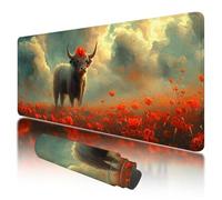 Tappetino per Mouse XXL 800 x 400 x 3 mm, Tappetino Mouse Mucca, Grande Mousepad Fiore con Base in Gomma Antiscivolo, Lavabile Tappeto Scrivania da Gioco, Migliorare la Precisione e la Velocità, D-52