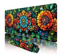 Tappetino per Mouse XXL 800 x 400 x 3 mm, Tappetino Mouse Verde, Grande Mousepad Boho con Base in Gomma Antiscivolo, Lavabile Tappeto Scrivania da Gioco, Migliorare la Precisione e la Velocità, J-28