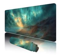 Tappetino per Mouse XXL 800 x 400 x 3 mm, Tappetino Mouse Verde, Grande Mousepad Spiaggia con Base in Gomma Antiscivolo, Lavabile Tappeto Scrivania da Gioco, Migliorare Precisione e Velocità, J-90