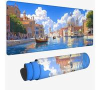 Tappetino per Mouse XXL 900 x 400 x 3 MM,Tappetino Mouse blu,Grande Mousepad Venezia con Idrorepellente e Antiscivolo,Lavabile Tappeto Scrivania da Gioco per Gaming,Ufficio Accessori,Regali Uomo W-510