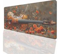 Tappetino per Mouse XXL 900x300x3mm Tappetino Mouse Gaming Grande, Mousepad con Base in Gomma Antiscivolo, Tappeto per Tavolo da Gaming per Mouse e Tastiera, Accessori PC Violino Fiore LMDT10266