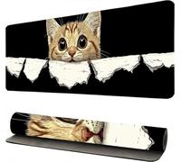 Tappetino per Mouse XXL Gatto Animali, Tappetino Mouse XXL 40x80cm, Grande Mauspad per mouse cucito,impermeabile e antiscivolo,per PC,MacBook, laptop - migliora la precisione e la velocità. -46514
