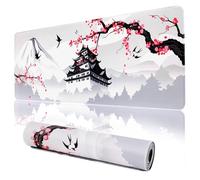 Tappetino per mouse XXL per computer portatile, con fiori di ciliegio giapponesi, tappetino da tavolo per tastiera per PC, impermeabile e antiscivolo, 78,9 x 30 cm, spessore 3 mm, castello di Nagoya,