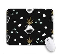 Tappetino Per Mouse Yellow Black Scandinavian Striped Pineapple Gold Collection Modern Tappetino Mouse Base Antiscivolo In Gomma Confortevole Sottomano, Per Computer, Casa, 25 x 30cm