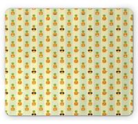 Tappetino per Mouse Yellow Pineapple Cool And Whimsical Faces On A Background of Vertical Stripes Tappetino Mouse Pad Lavabile Mousepad Forma Rettangolare, per Computer, Ufficio, Casa, 25x30cm