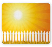 Tappetino per Mouse Yellow Rising Sun with Sunshine for Happy Day Fence Grass Landscape Picture Tappetino Mouse Gaming Antipolvere Sottomano, per Laptop, Ufficio, Gaming Mouse, 25x30cm
