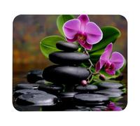 Tappetino per Mouse Zen Basalt Stone Orchid 25X30Cm Bordo Cucito Tappetini per Il Mouse Antiscivolo Mousemat per Ufficio Gioco