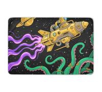 Tappetino per pannolini riutilizzabili extra large con motivo razzi spaziali e animali marini, impermeabile, per imparare a cambiare il vasino, per neonati e ragazze, 132 cm di lunghezza x 86,4 cm di