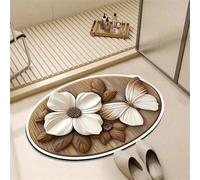 Tappetino per pavimento in terra di diatomee, motivo floreale 3D, tappeto da bagno per la casa, antiscivolo, decorativo, per camera da letto, cucina, bagno