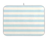Tappetino per piatti riutilizzabile beige blu gessato 45,7 x 61 cm rettangolare grande scolapiatti tappetino e rack decorativo per la casa essenziale