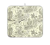 Tappetino per piatti Vintage Cowboy Hat Boot Cactus st patricks giorno | Accessori da cucina assorbenti per controsoffitto asciugatura piatti opaco Portautensili Decorazione da banco Must Haves 2026