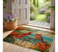Tappetino per porta cardinale Primavera Uccelli Rossi Ingresso Esterno Interno Decorazione Rustica in Gomma Impermeabile Antiscivolo Assorbente Polvere Facile da Pulire