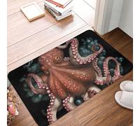 Tappetino per porta d'ingresso intrecciato con polpo per interni ed esterni, antiscivolo, assorbente, lavabile, in flanella, tappetino antiscivolo per cucina, camera da letto, bagno, portico, ufficio