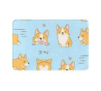 Tappetino per porta d'ingresso, tappetino per bagno, antiscivolo, lavabile, per interni, con simpatico cane Corgi Kawaii, 24"x16"