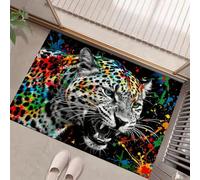 Tappetino per Porta Ingresso, Zerbino con Animali astratti Primo piano della testa di un ghepardo, Antiscivolo, Lavabile, Morbido, per Interni Ed Esterni, per Bagno, Cucina, WC, Balcone Grigio