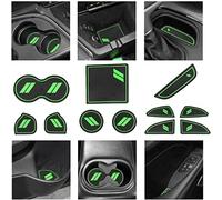 Tappetino per portabicchieri Dodge Challenger 2015-2020 e console centrale, accessori per interni della porta della tazza, rivestimento per console centrale (11 pezzi, verde)