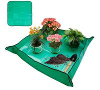Tappetino per Rinvaso Giardinaggio 100x100cm Kit Completo Piante Grasse/Piantine, Pieghevole, Sottovaso Multifunzione, Ideale per Vasi Interno/Esterno,Verde