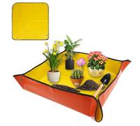 Tappetino per Rinvaso Giardinaggio 100x100cm Kit Completo Piante Grasse/Piantine, Pieghevole, Sottovaso Multifunzione, Ideale per Vasi Interno/Esterno,Arancione