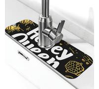 Tappetino per rubinetto a forma di ape e corona, per lavello della cucina, tappetino super assorbente, per cucina, bagno, lavandino, bar, decorazione per rubinetto (38,1 x 14 cm)