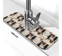 Tappetino per rubinetto a forma di capra colorato colorato dipinto per lavello da cucina, tappetino drenante per lavello da cucina, paraspruzzi, assorbente ad asciugatura rapida, tappetino per lavello