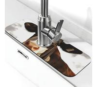 Tappetino per rubinetto a forma di mucca con animali da fattoria per lavello da cucina, paraspruzzi, 14,9 x 38,1 cm, diatomite, ad asciugatura rapida, vassoio per lavello super assorbente, rubinetto a