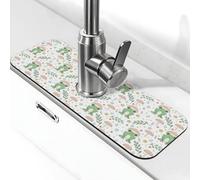 Tappetino per rubinetto a forma di rana e funghi per lavello da cucina, tappetino drenante per lavello da cucina, paraspruzzi, assorbente ad asciugatura rapida, tappetino per lavello da cucina