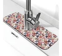 Tappetino per rubinetto a forma di stella marina per lavello da cucina, tappetino drenante per lavello da cucina, paraspruzzi, assorbente ad asciugatura rapida, tappetino per lavello da bagno