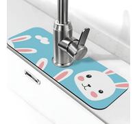 Tappetino per rubinetto a forma di testa di coniglio bianco nuvola per lavello da cucina, tappetino super assorbente, per cucina, bagno, lavandino, bar, rubinetto decorativo, regali (38,1 x 14 cm)