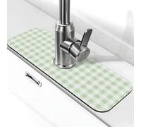 Tappetino per rubinetto a scacchiera verde per lavello da cucina, tappetino drenante per lavello da cucina, paraspruzzi, assorbente ad asciugatura rapida, tappetino per lavello da cucina