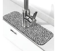 Tappetino per rubinetto alla moda leopardato bianco nero per lavello da cucina, tappetino drenante per lavello da cucina paraspruzzi, tappetino assorbente per lavello da cucina ad asciugatura rapida