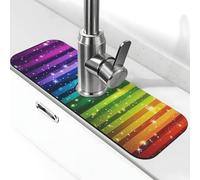 Tappetino per rubinetto arcobaleno sfumato per lavello da cucina, tappetino super assorbente, tappetino per lavello da cucina, bagno, bar, decorazione regalo (38,1 x 14 cm)