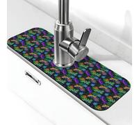 Tappetino per rubinetto artistico colorato con geco lucertola per lavello da cucina, tappetino drenante per lavello da cucina, paraspruzzi, assorbente ad asciugatura rapida, tappetino per lavello da