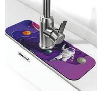 Tappetino per rubinetto astronauta in missione nello spazio esterno per lavello da cucina, paraspruzzi ad asciugatura rapida, tappetino di scarico intorno al rubinetto per lavello da cucina