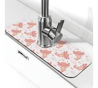 Tappetino per rubinetto Axolotl bianco per lavello da cucina, assorbente ad asciugatura rapida, tappetino paraspruzzi, carino intorno al rubinetto del rubinetto per lavello della cucina