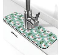 Tappetino per rubinetto bianco dolce alpaca verde cactus per lavello della cucina, tappetino scolapiatti per lavello della cucina, paraspruzzi, assorbente, asciugatura rapida, lavello da cucina