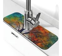 Tappetino per rubinetto con alberi colorati della vita, per lavello da cucina, super assorbente, cattura spruzzi, diatomite ad asciugatura rapida in pietra per rubinetto antigoccia, tappetino per