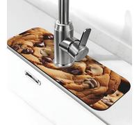 Tappetino per rubinetto con biscotto al cioccolato, per lavello da cucina, super assorbente, cattura spruzzi, diatomite ad asciugatura rapida in pietra per rubinetto antigoccia, vassoio per lavello