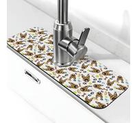 Tappetino per rubinetto con cane pastore tedesco n. 1008 per lavello da cucina, assorbente ad asciugatura rapida, tappetino paraspruzzi, grazioso tappetino drenante per lavello da cucina