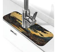 Tappetino per rubinetto con cielo stellato e montagna illuminata di luna, tappetino per lavello da cucina, tappetino super assorbente, per cucina, bagno, lavandino, bar, rubinetto, decorazione, regali