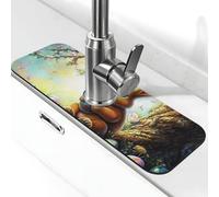 Tappetino per rubinetto con coniglietto pasquale e uovo, per lavello della cucina, tappetino super assorbente, per cucina, bagno, lavandino, bar, rubinetto, decorazione, regali (38,1 x 14 cm)