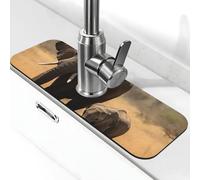 Tappetino per rubinetto con elefanti che camminano per lavello da cucina, super assorbente, cattura spruzzi, diatomite ad asciugatura rapida in pietra per rubinetto antigoccia, vassoio per lavello del