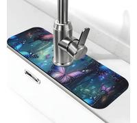 Tappetino per rubinetto con farfalla e foresta per lavello da cucina, tappetino super assorbente, tappetino per lavello da cucina, bagno, bar, decorazione regalo (38,1 x 14 cm)