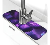 Tappetino per rubinetto con farfalla magica viola per lavello da cucina, tappetino super assorbente, per cucina, bagno, lavandino, bar, decorazione regalo (38,1 x 14 cm)