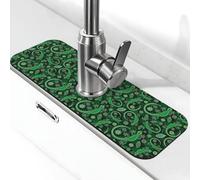 Tappetino per rubinetto con geco astratto verde lucertola per lavello da cucina, tappetino drenante per lavello da cucina, paraspruzzi, assorbente ad asciugatura rapida, tappetino per lavello da