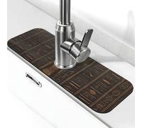 Tappetino per rubinetto con geroglifico egiziano antico per lavello da cucina, paraspruzzi, 14,9 x 38,1 cm, diatomite, ad asciugatura rapida, vassoio per lavello super assorbente, rubinetto a ventosa
